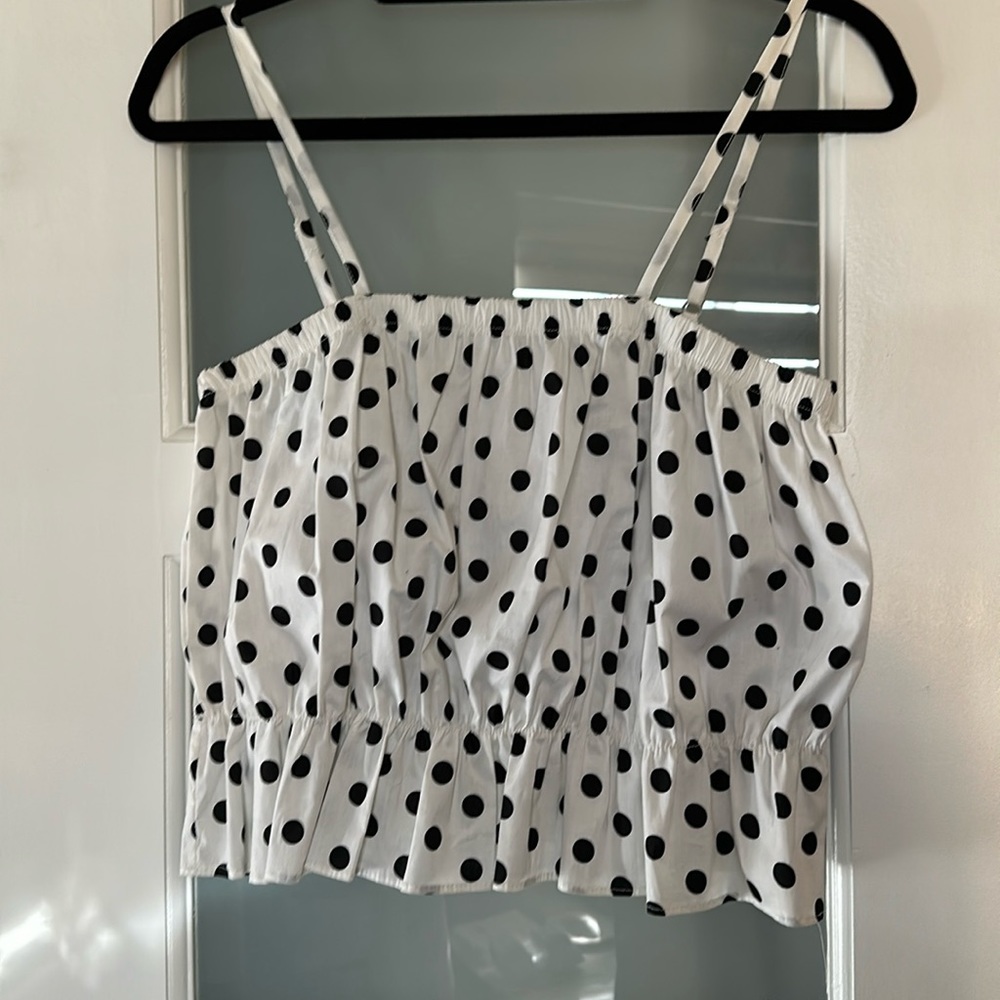 White/Black Polka Crop Top